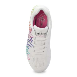 Skechers Uno Lite Goldcrown Rainbow Foil Heart Girls|Kids Sneakers And Athletic