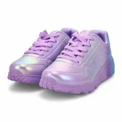 Skechers Uno Lite Goldcrown Rainbow Foil Heart Girls|Kids Sneakers And Athletic
