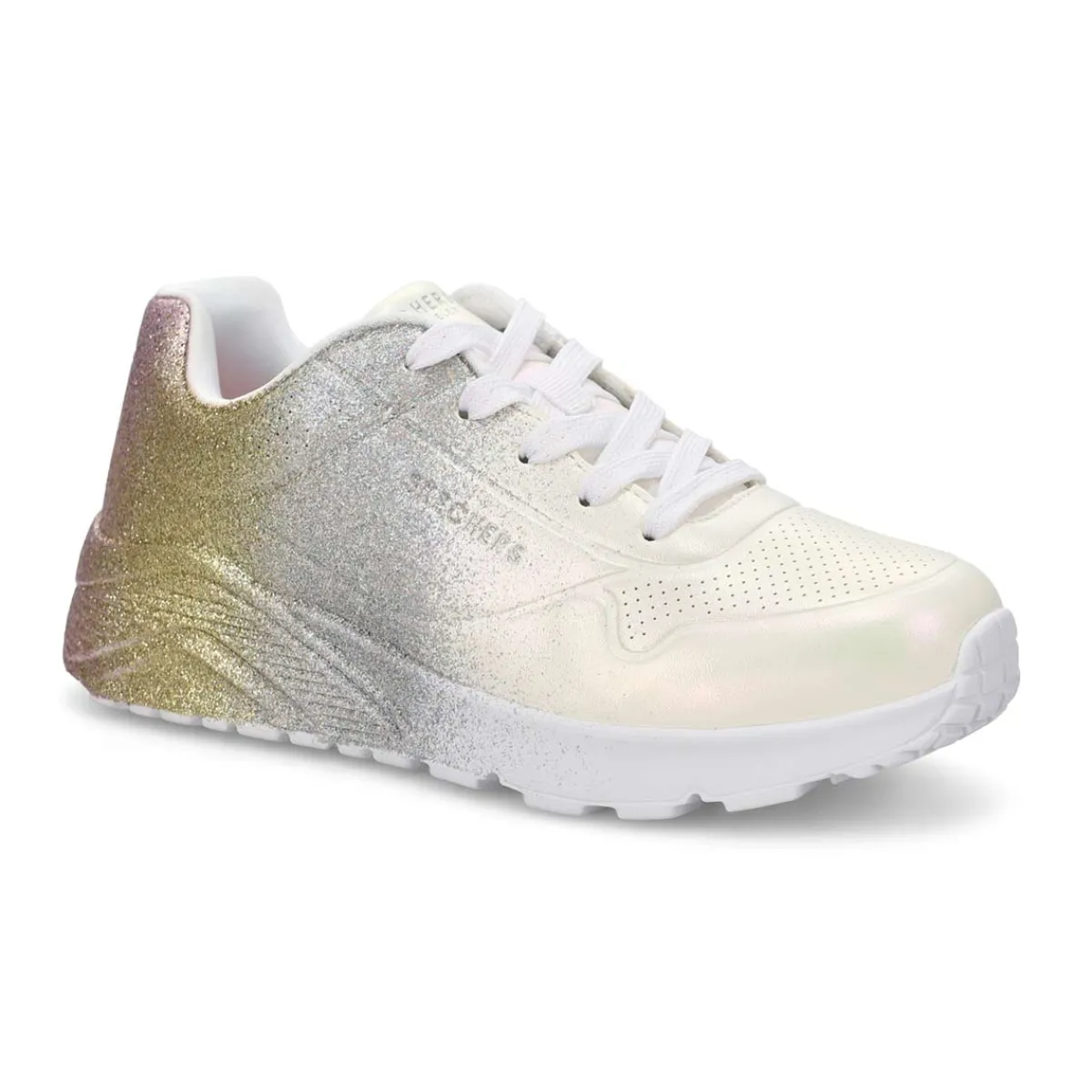 Skechers Uno Lite Goldcrown Rainbow Foil Heart Girls|Kids Sneakers And Athletic