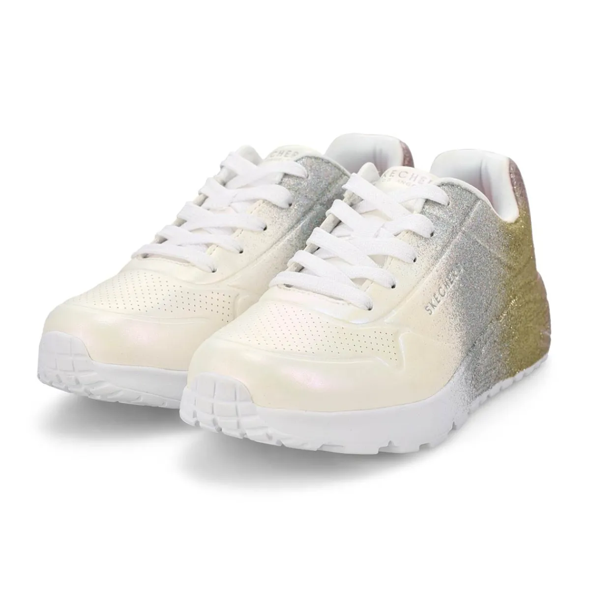 Skechers Uno Lite Goldcrown Rainbow Foil Heart Girls|Kids Sneakers And Athletic