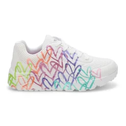 Skechers Uno Lite Goldcrown Rainbow Foil Heart Girls|Kids Sneakers And Athletic