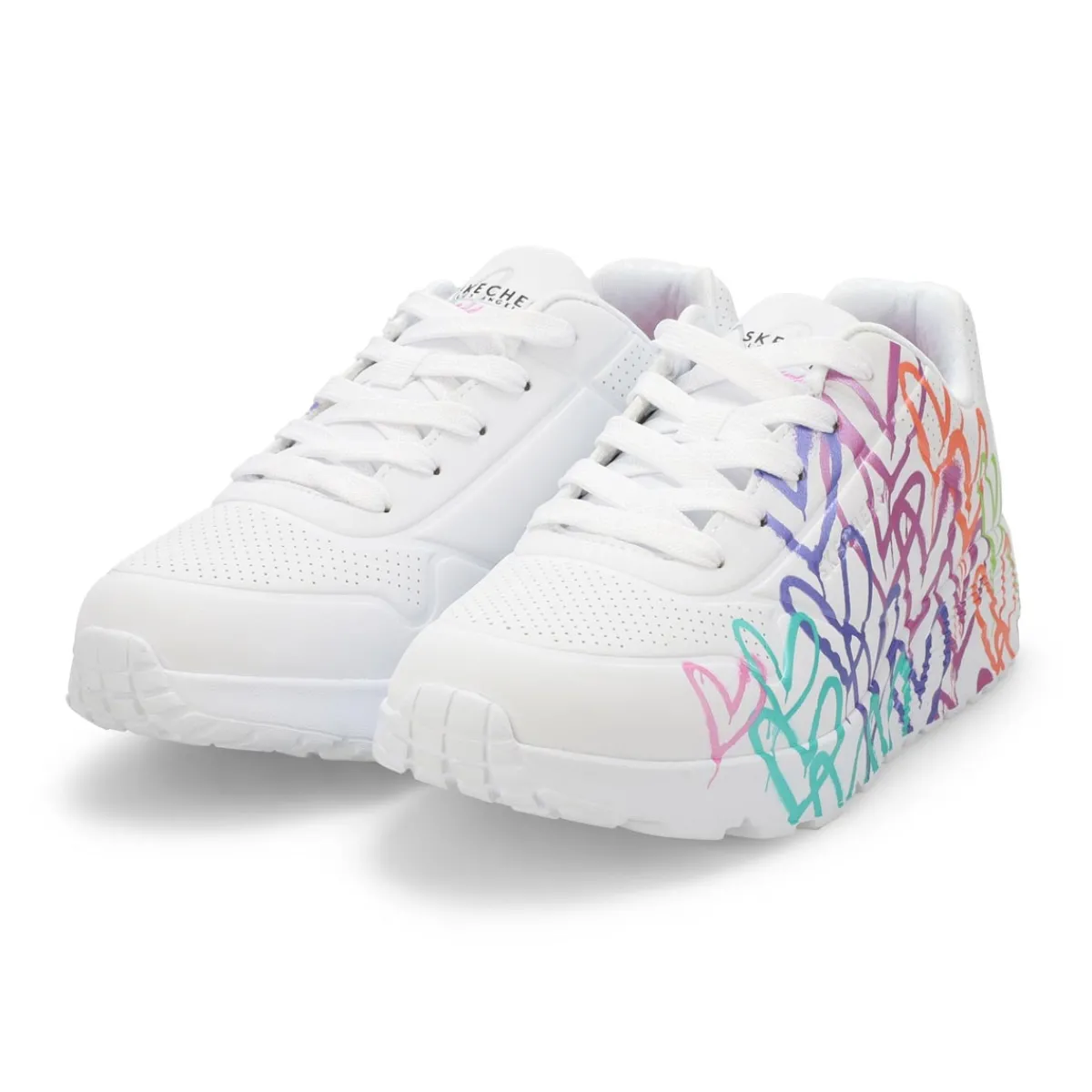 Skechers Uno Lite Goldcrown Rainbow Foil Heart Girls|Kids Sneakers And Athletic